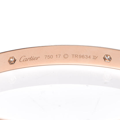 Cartier 18K Pink Gold 4 Diamond LOVE Bracelet 17 4 of 6