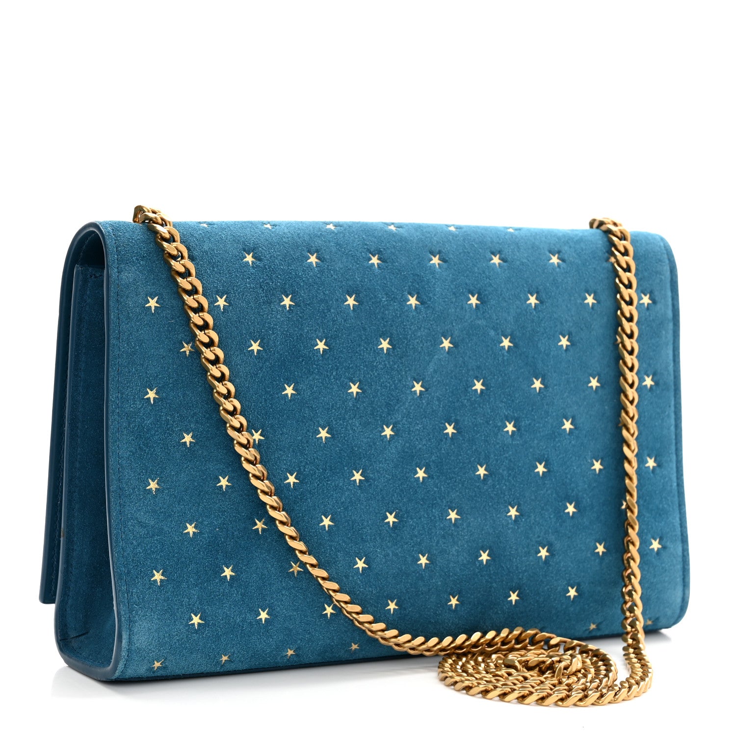 Saint Laurent Suede Star Medium Classic Monogram Kate Satchel Blue 3 of 11