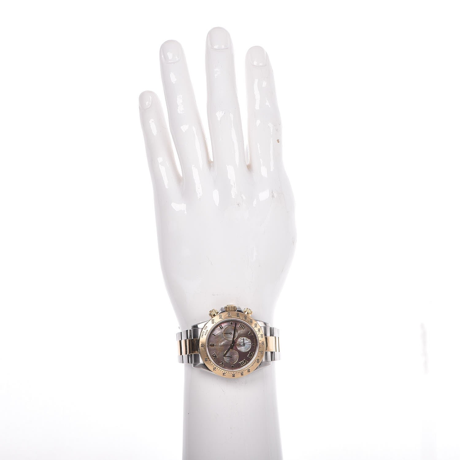 Rolex Stainless Steel 18K Yellow Gold Black Mother of Pearl 40mm Oyster Perpetual Cosmograph Daytona Watch 116523 2 of 8