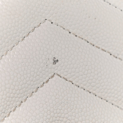 Saint Laurent Grain De Poudre Matelasse Chevron Bi-Color Monogram Chain Wallet White Black 10 of 10