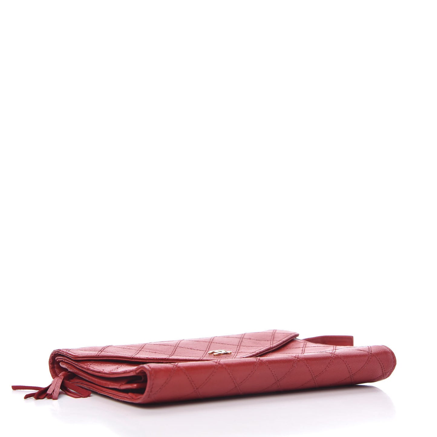 Lambskin Diamond Stitched Clutch Red