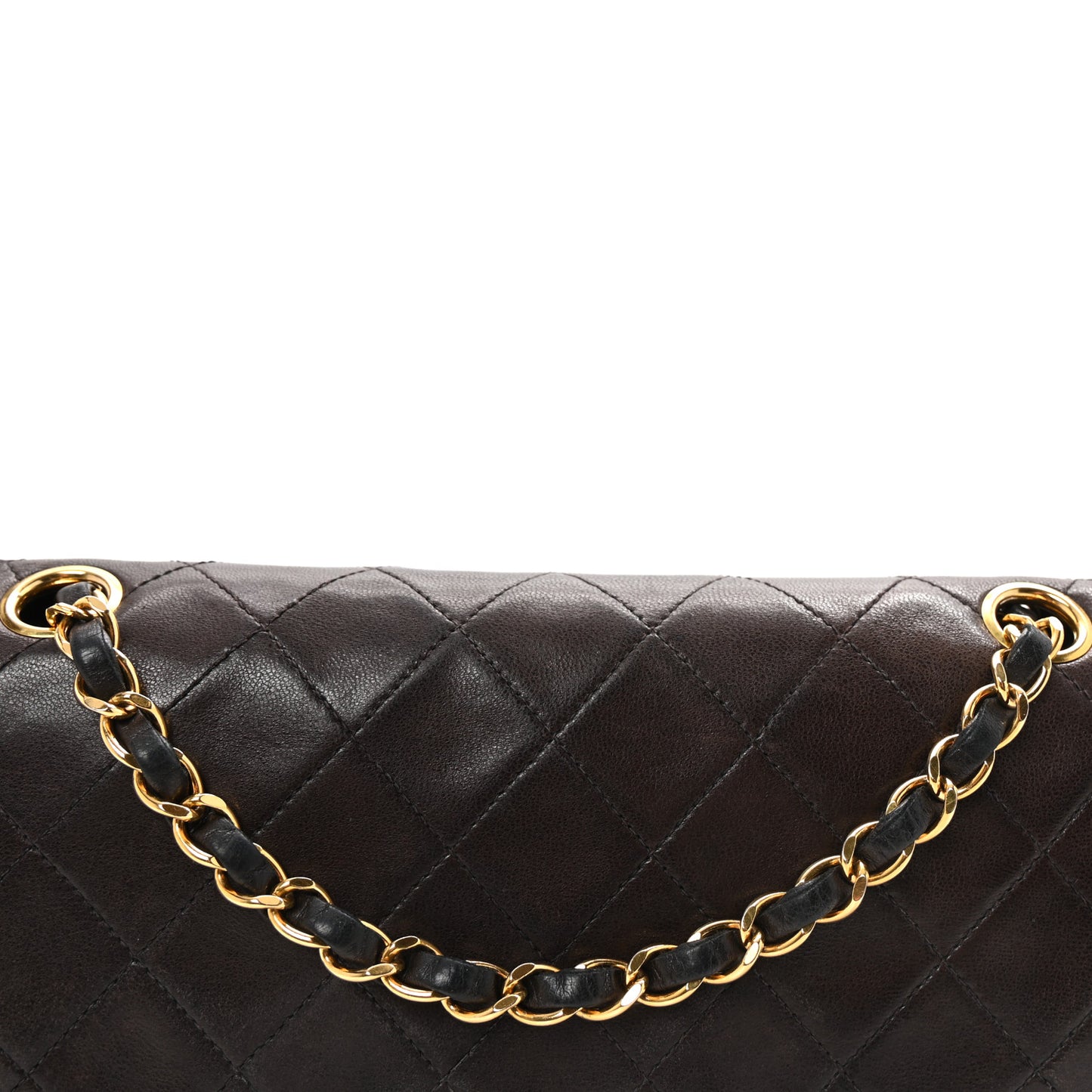 Lambskin Quilted Medium Double Flap Black