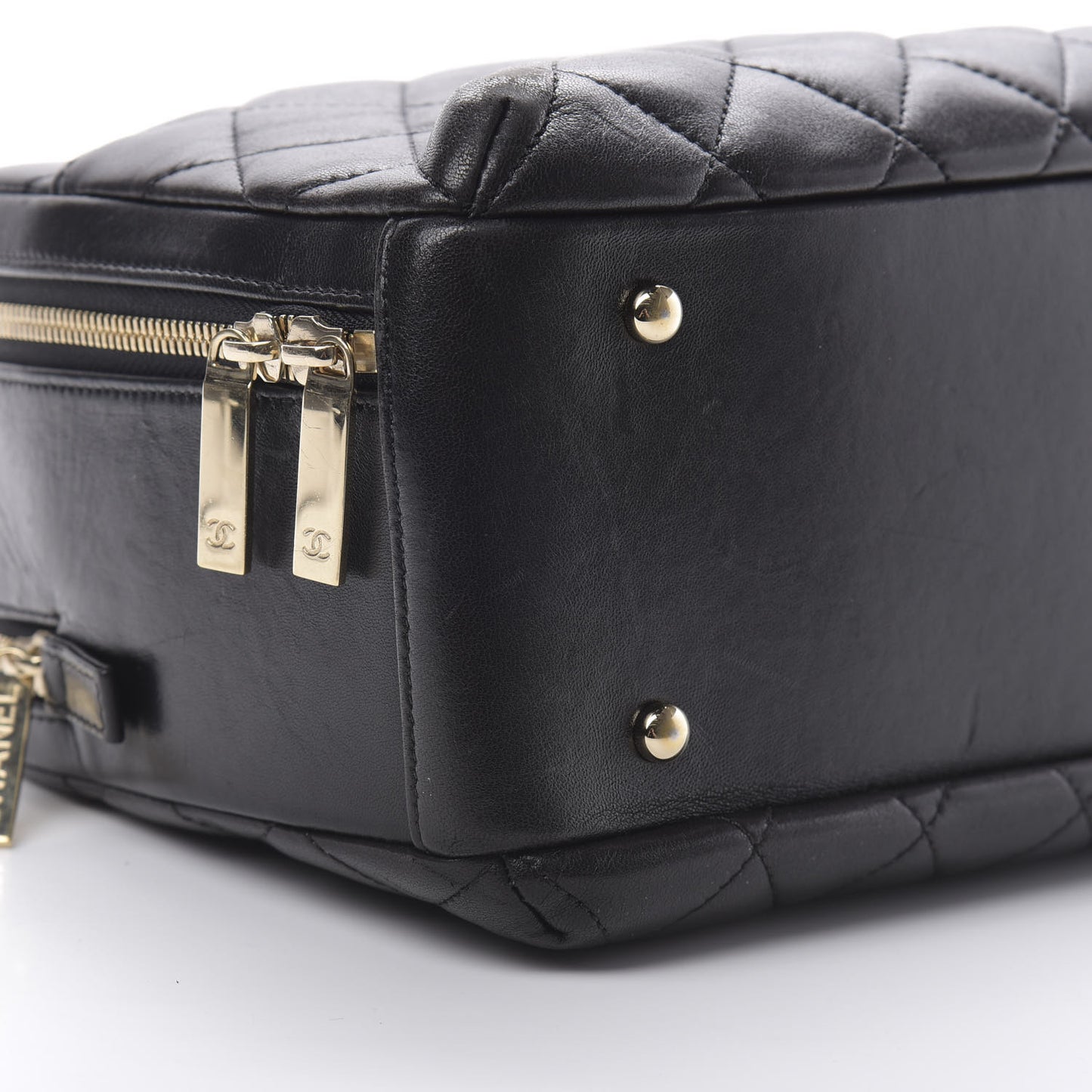 Lambskin Quilted Medium Trendy CC Bowling Bag Black