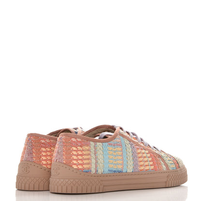 Chanel Tweed Low Top Sneakers 38 Multicolor Beige 4 of 11