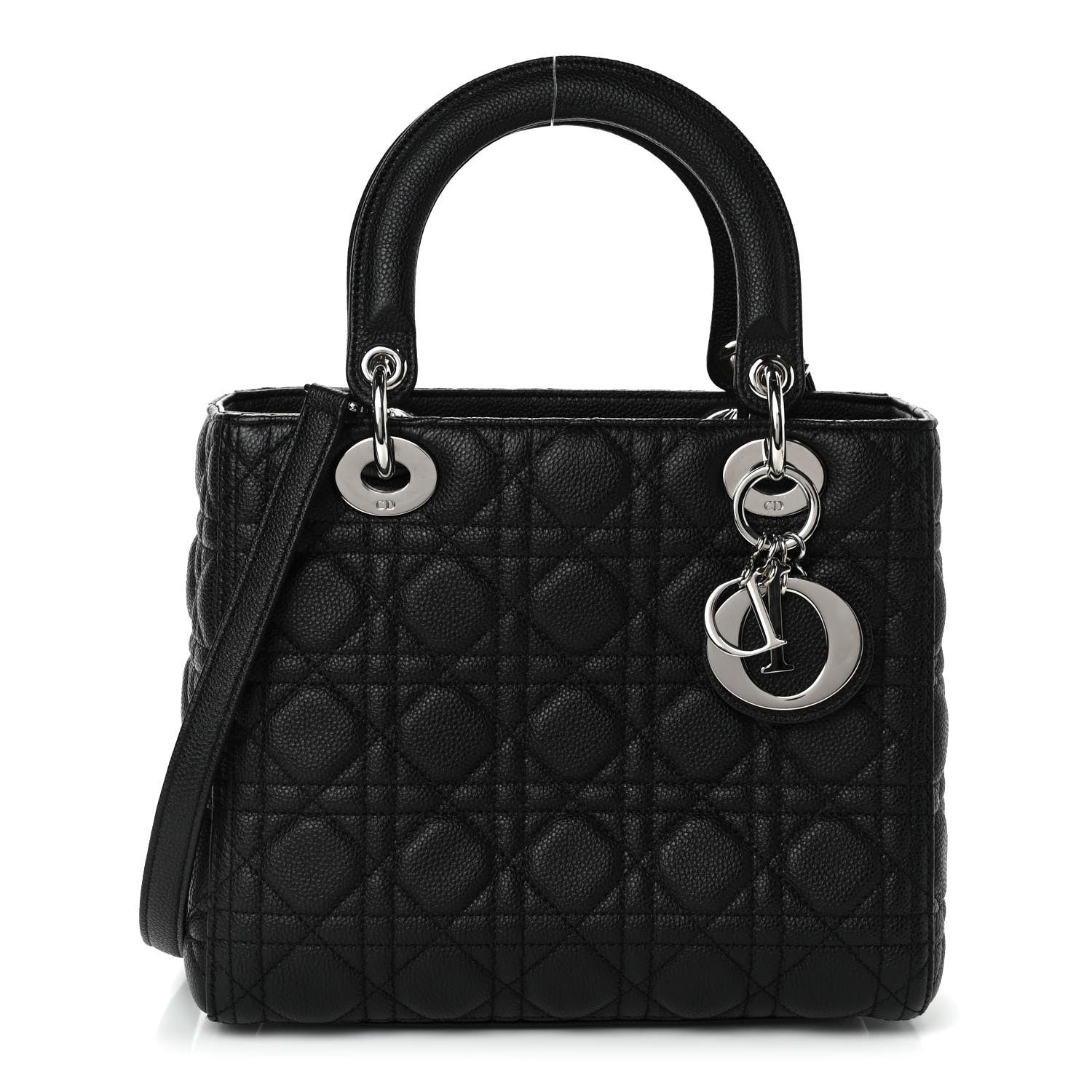 Christian Dior Grained Calfskin Cannage Medium Lady Dior Black 1 of 4