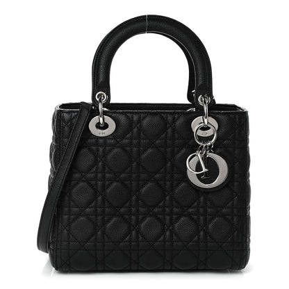 Christian Dior Grained Calfskin Cannage Medium Lady Dior Black 1 of 4