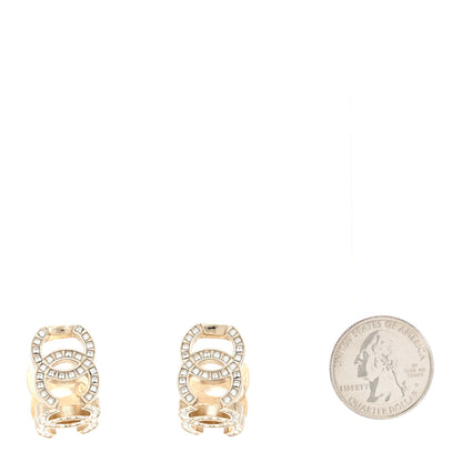 Chanel Crystal Baguette CC Hoop Earrings Gold 2 of 5
