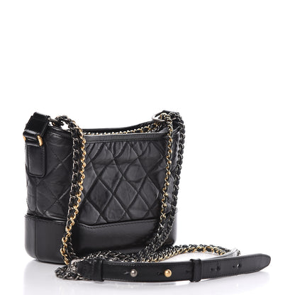 Chanel Aged Calfskin Quilted Small Gabrielle Hobo Black 3 of 11