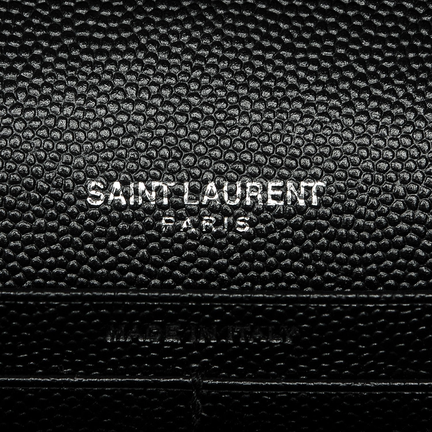 Saint Laurent Grain De Poudre Matelasse Chevron Monogram Chain Wallet Black 5 of 5