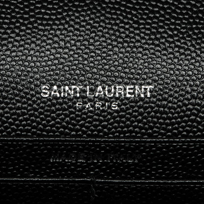 Saint Laurent Grain De Poudre Matelasse Chevron Monogram Chain Wallet Black 5 of 5