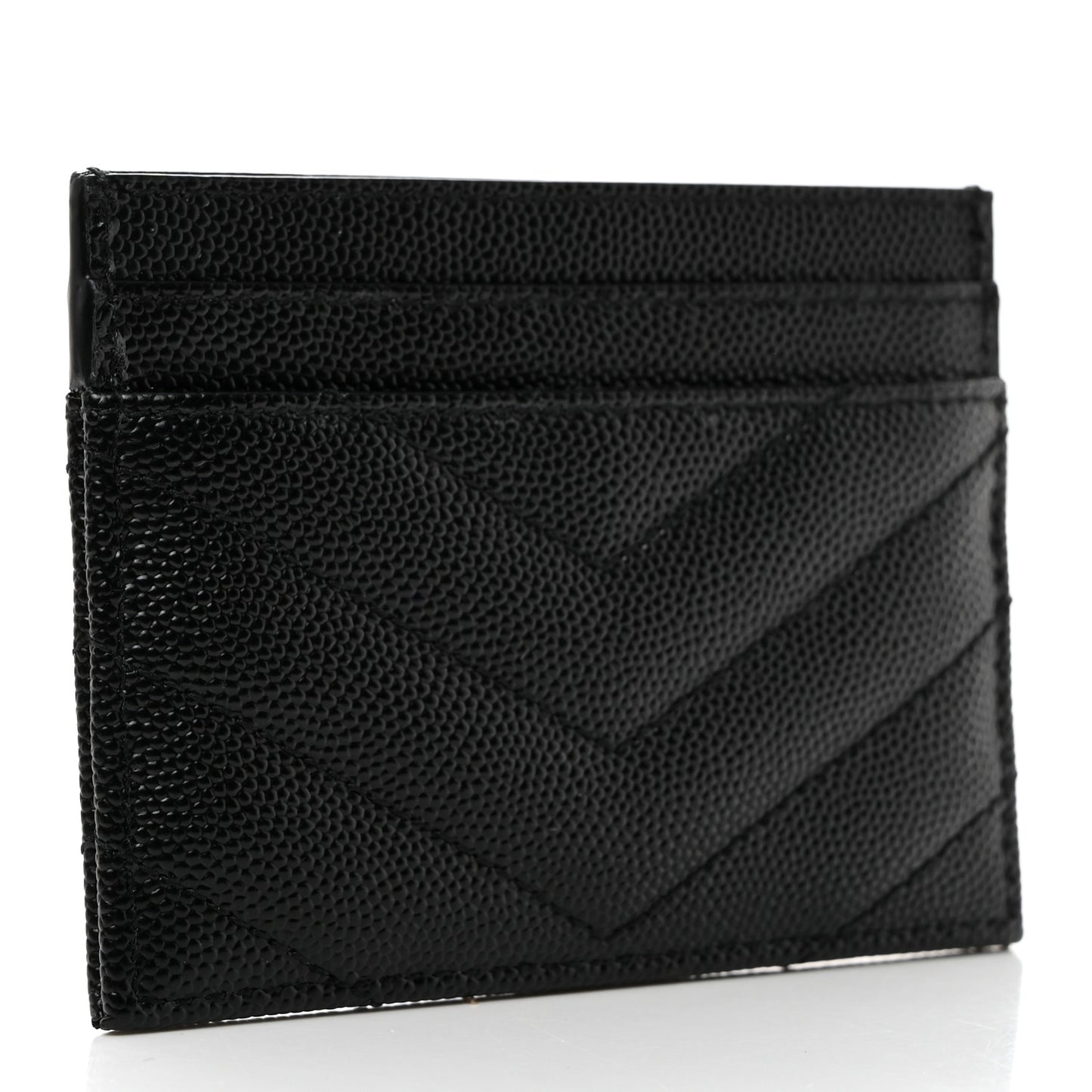 Grain De Poudre Matelasse Chevron Monogram Credit Card Case Black