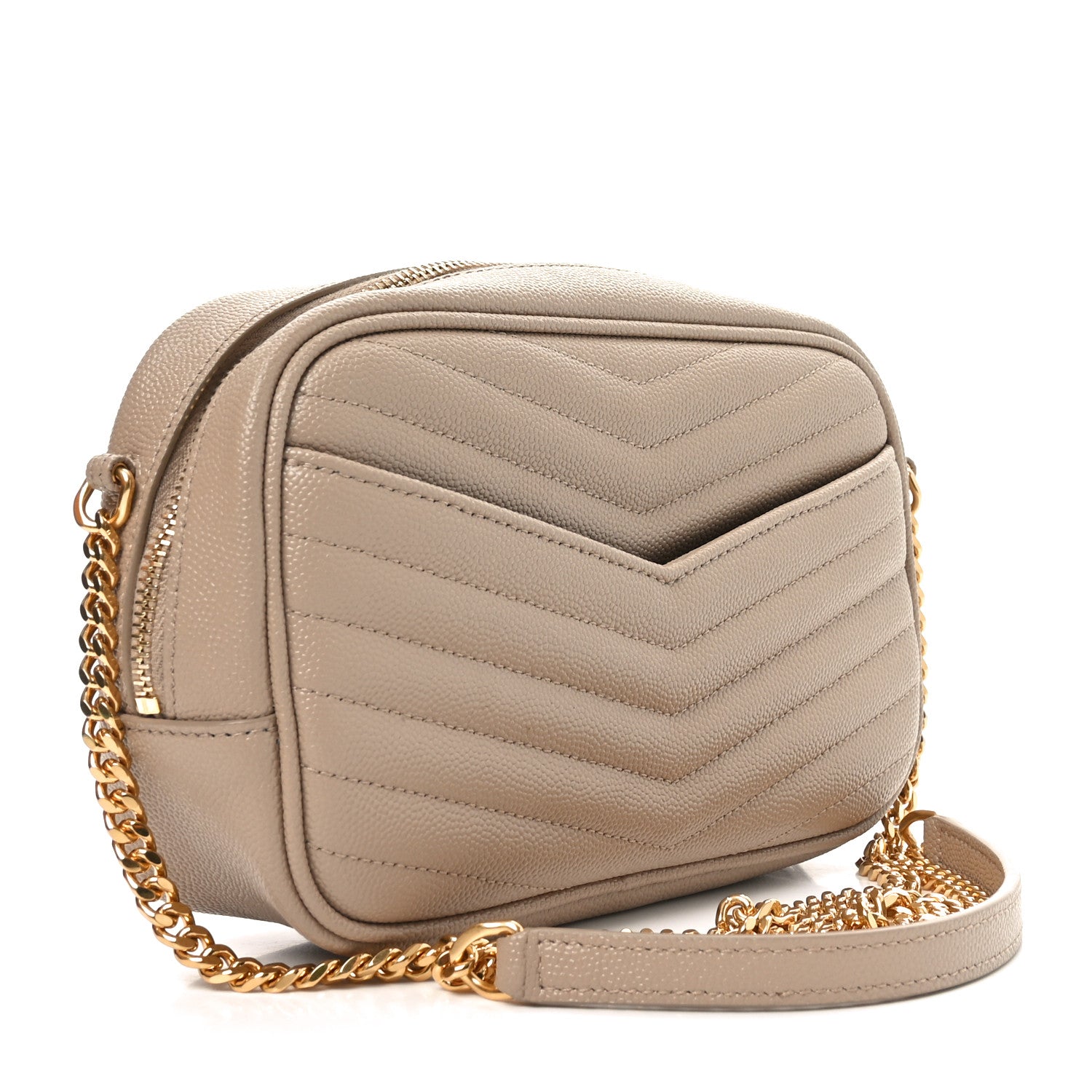 Saint Laurent Grain De Poudre Matelasse Monogram Mini Lou Camera Bag Dark Beige 2 of 11