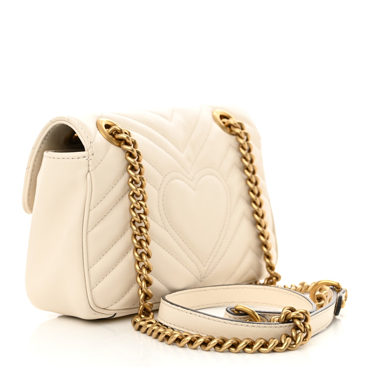 Gucci Calfskin Matelasse Mini GG Marmont Shoulder Bag White 3 of 12