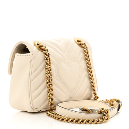 Gucci Calfskin Matelasse Mini GG Marmont Shoulder Bag White 3 of 12