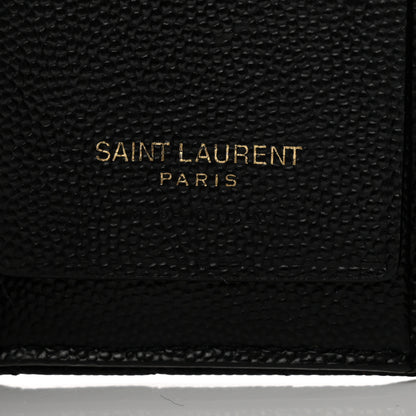Saint Laurent Grain de Poudre Matelasse Cassandre Monogram Slim Key Case Black 6 of 12