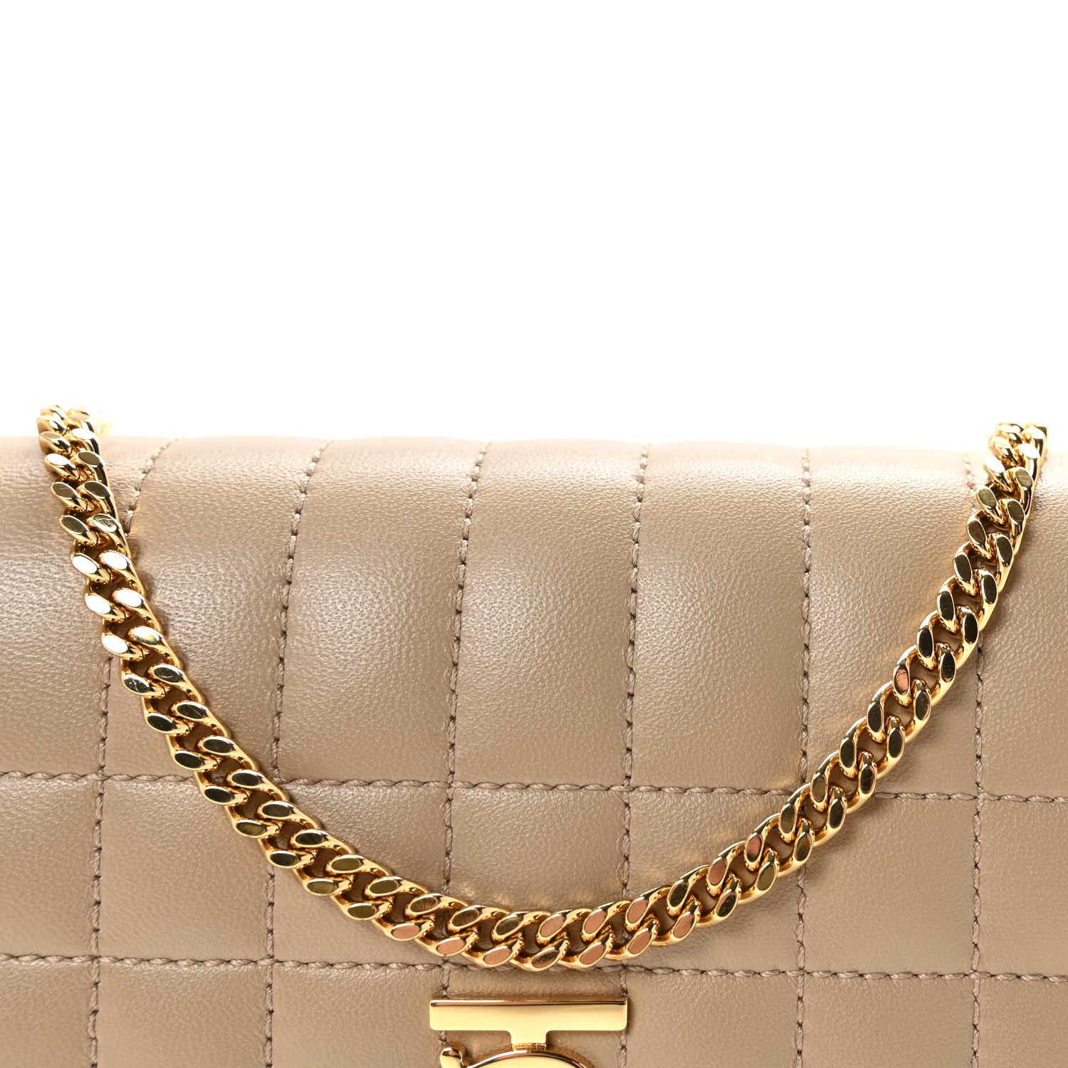 Burberry Lambskin Quilted Lola Clutch On Chain Beige 7 of 9