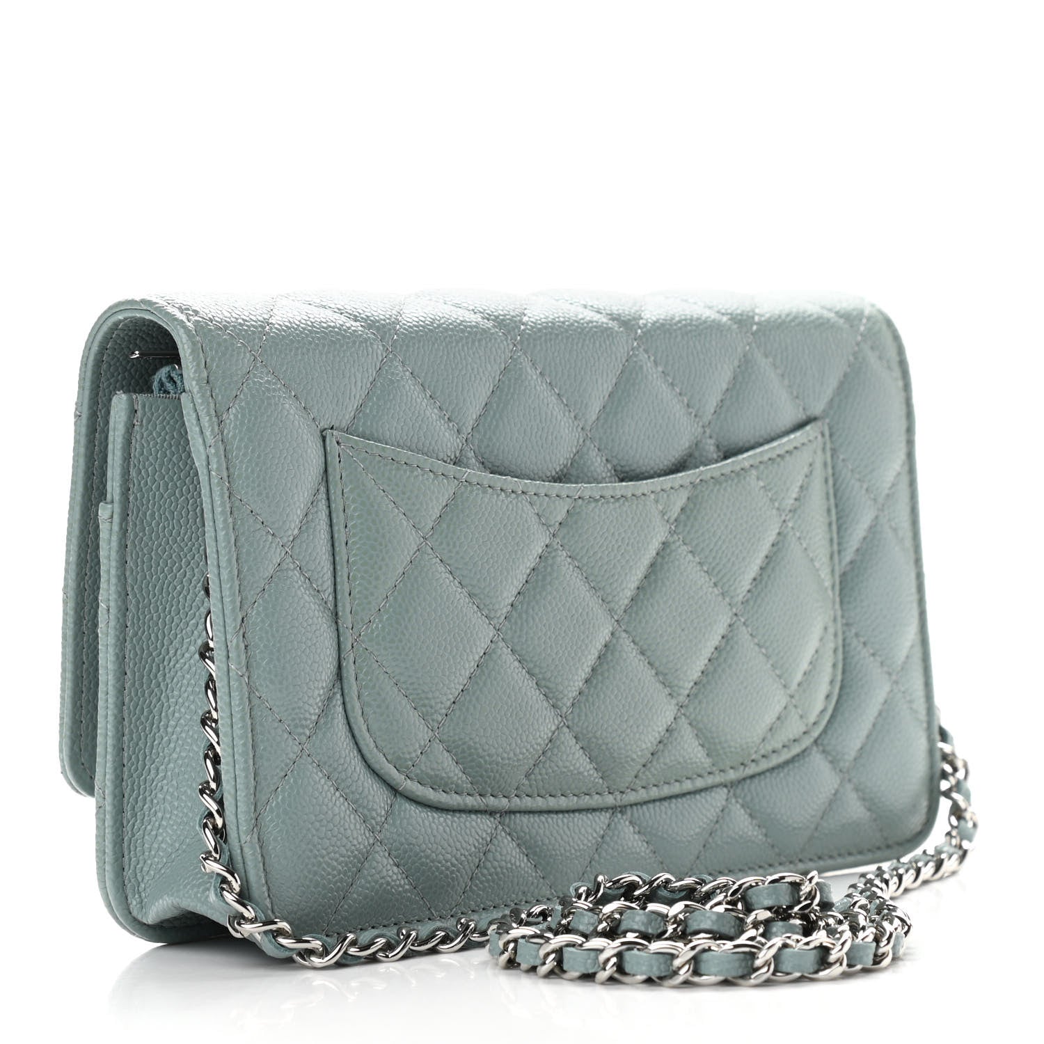 Chanel Caviar Quilted Wallet On Chain WOC Light Blue 2 of 11