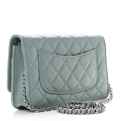 Chanel Caviar Quilted Wallet On Chain WOC Light Blue 2 of 11