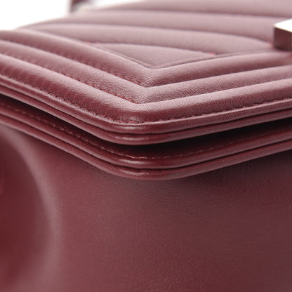 Chanel Calfskin Chevron Quilted Small Boy Flap Burgundy 9 of 13