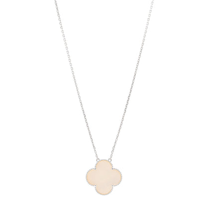 Van Cleef & Arpels 18K White Gold Mother of Pearl Magic Alhambra Pendant Necklace 1 of 4