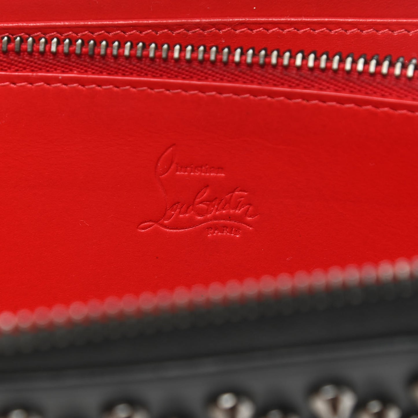 Calfskin Panettone Spiked Zip Around Wallet Black