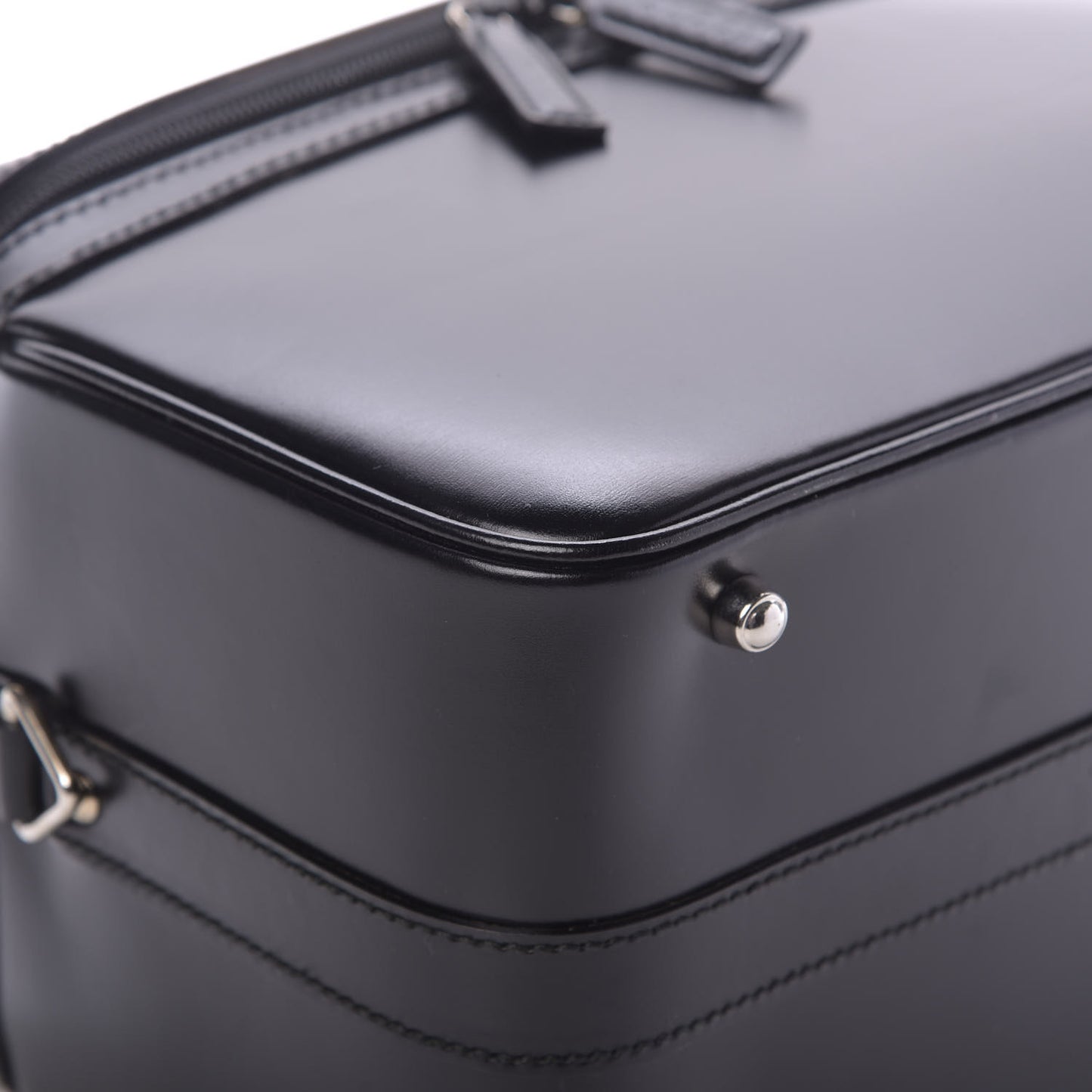 Patent Calfskin Bamboo Cosmetic Case Black