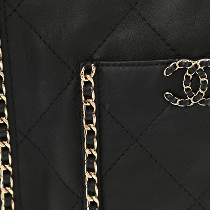 Chanel Calfskin Quilted Small Chain Flat Tote Black 12 of 13