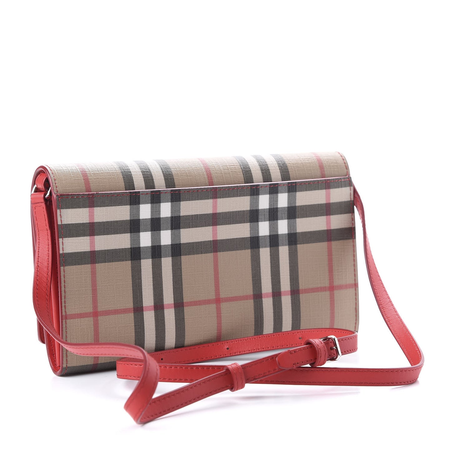 E-Canvas Vintage Check Wallet With Detachable Strap Bright Military Red