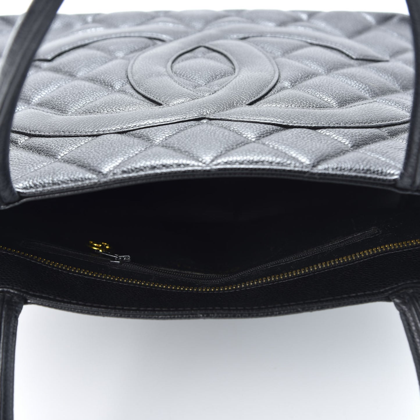 Caviar Quilted Medallion Tote Black