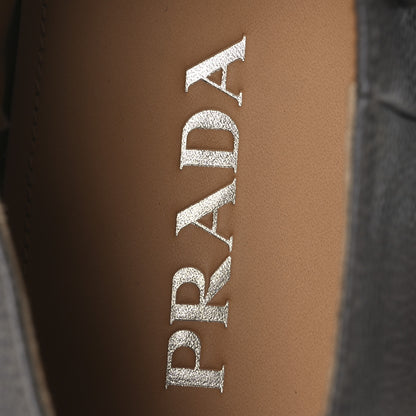Prada Antique Calfskin Mens Buckle Loafers 9.5 Mercurio 9 of 11