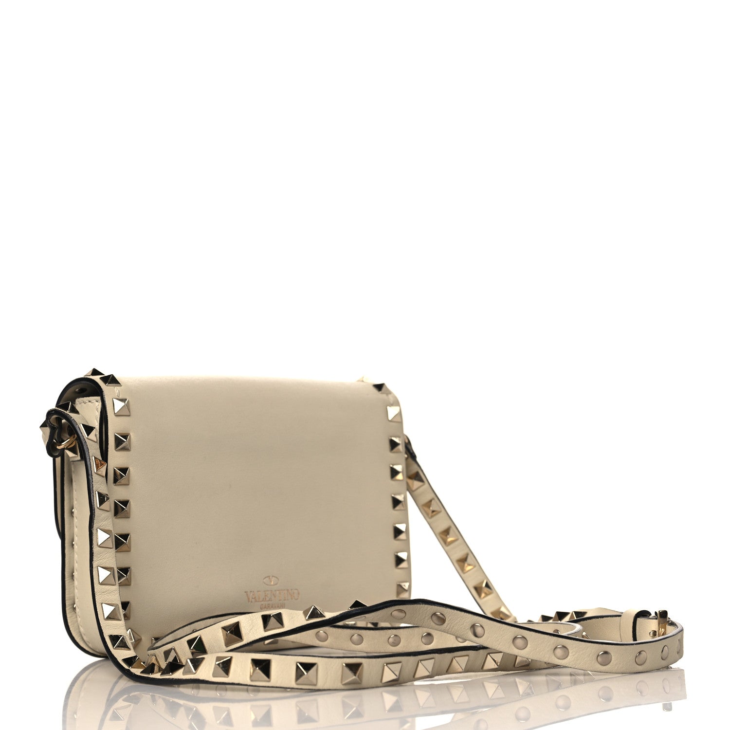 Valentino Garavani Vitello Rockstud Flap Crossbody Bag Light Ivory 3 of 8