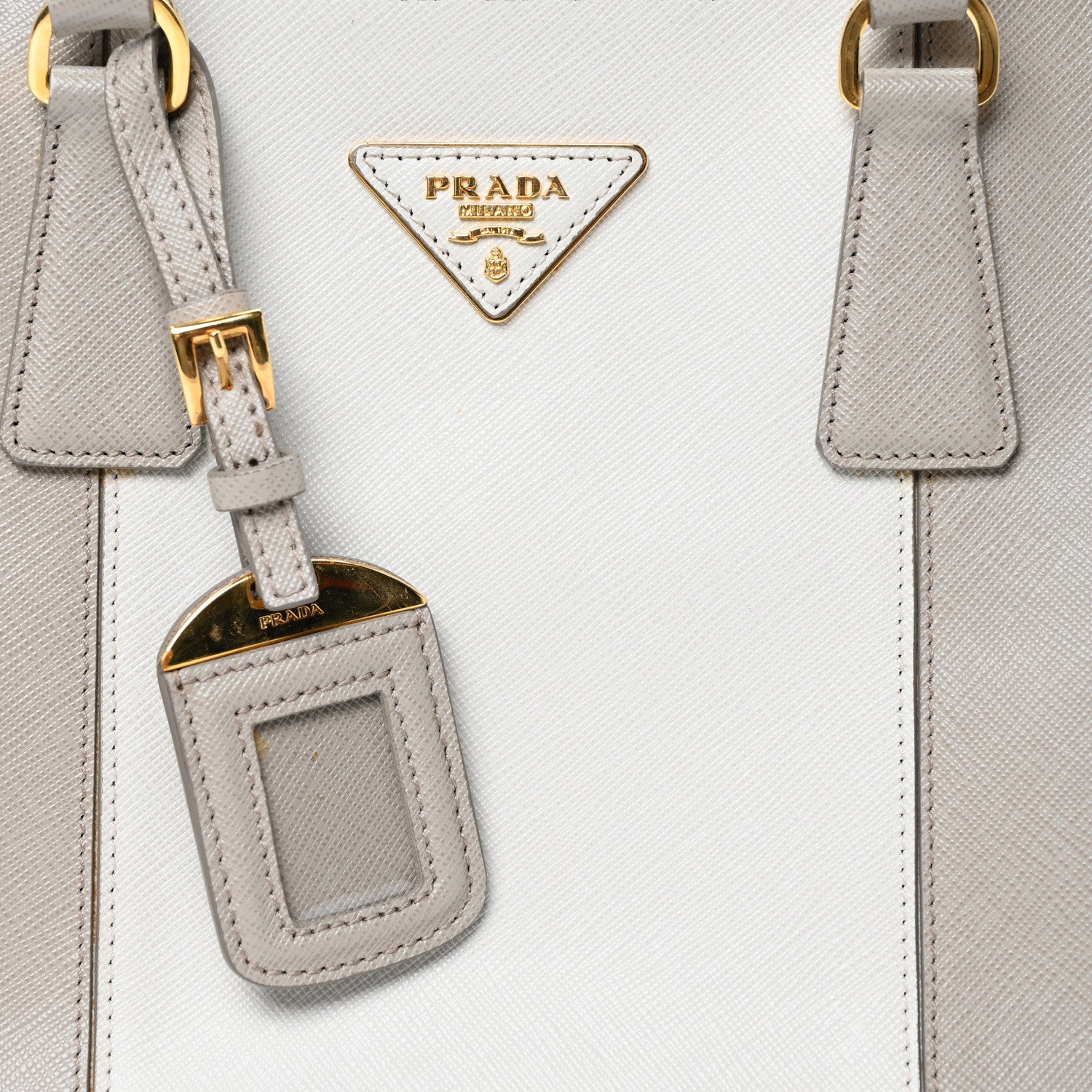 Prada Saffiano Lux Bi-Color Promenade Tote Talco Pomice 7 of 10