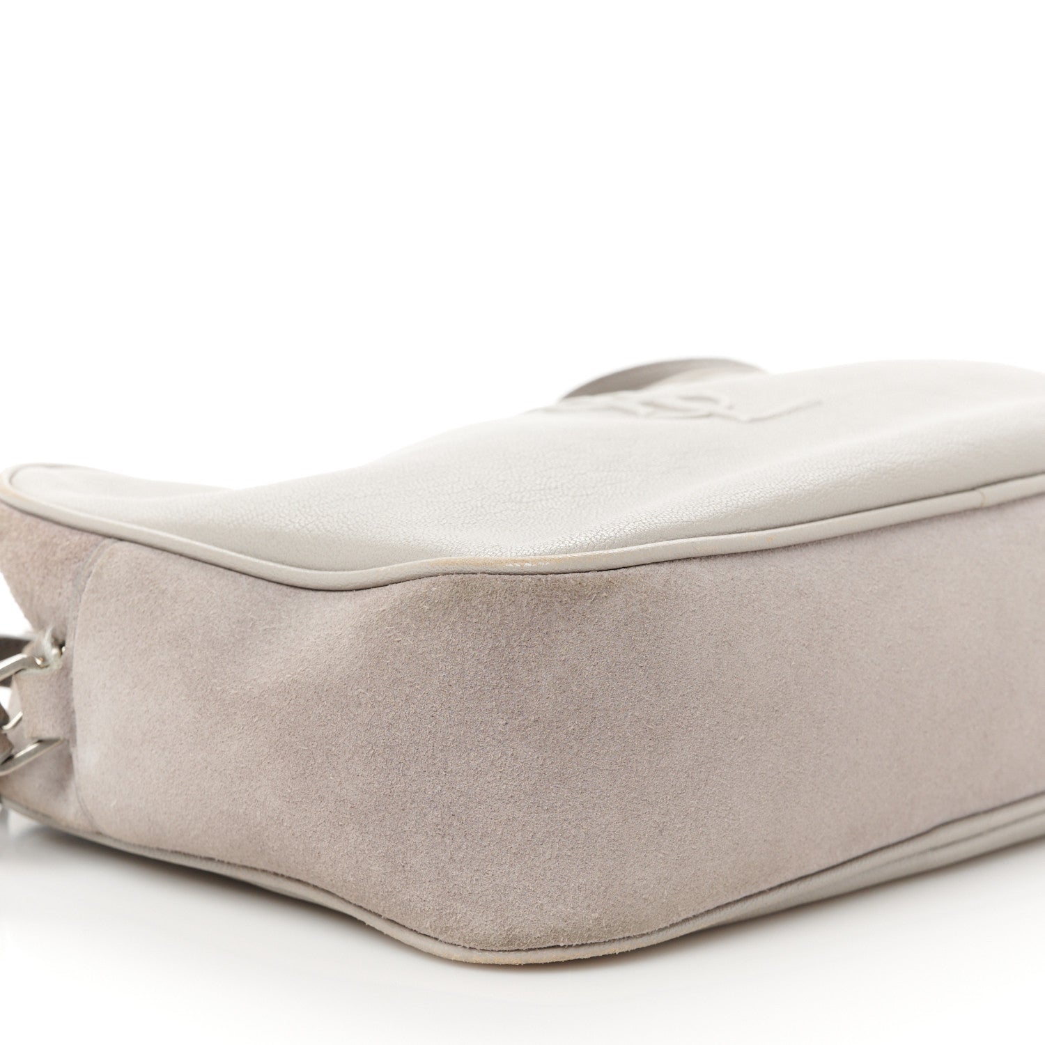 Saint Laurent Lambskin Suede Monogram Small Lou Camera Bag  Fog 9 of 10