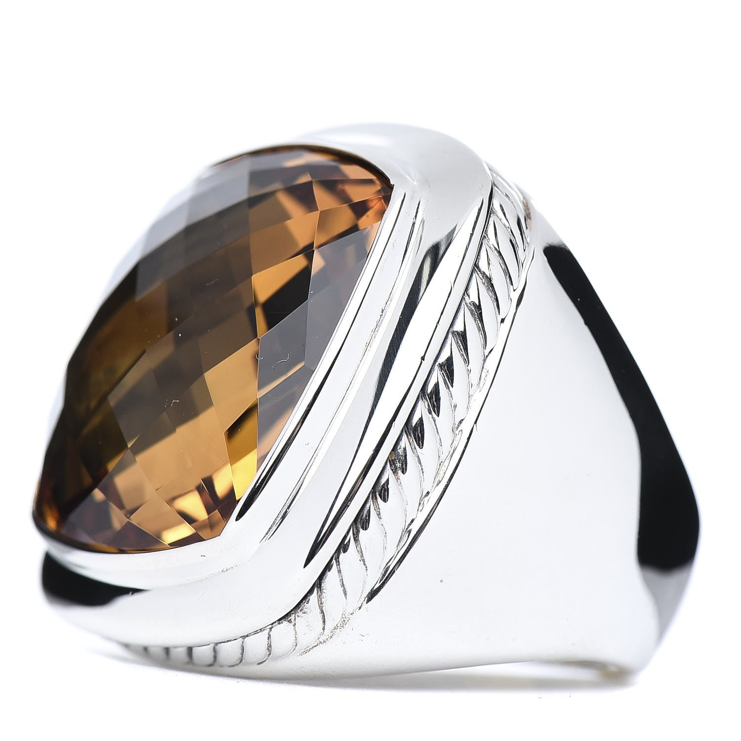 David Yurman Sterling Silver Citrine 20mm Albion Statement Ring 52 6 3 of 5