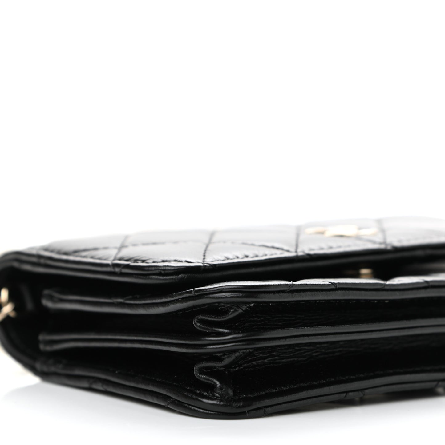 Calfskin Quilted Mini Maxi Pearls Wallet On Chain WOC Black