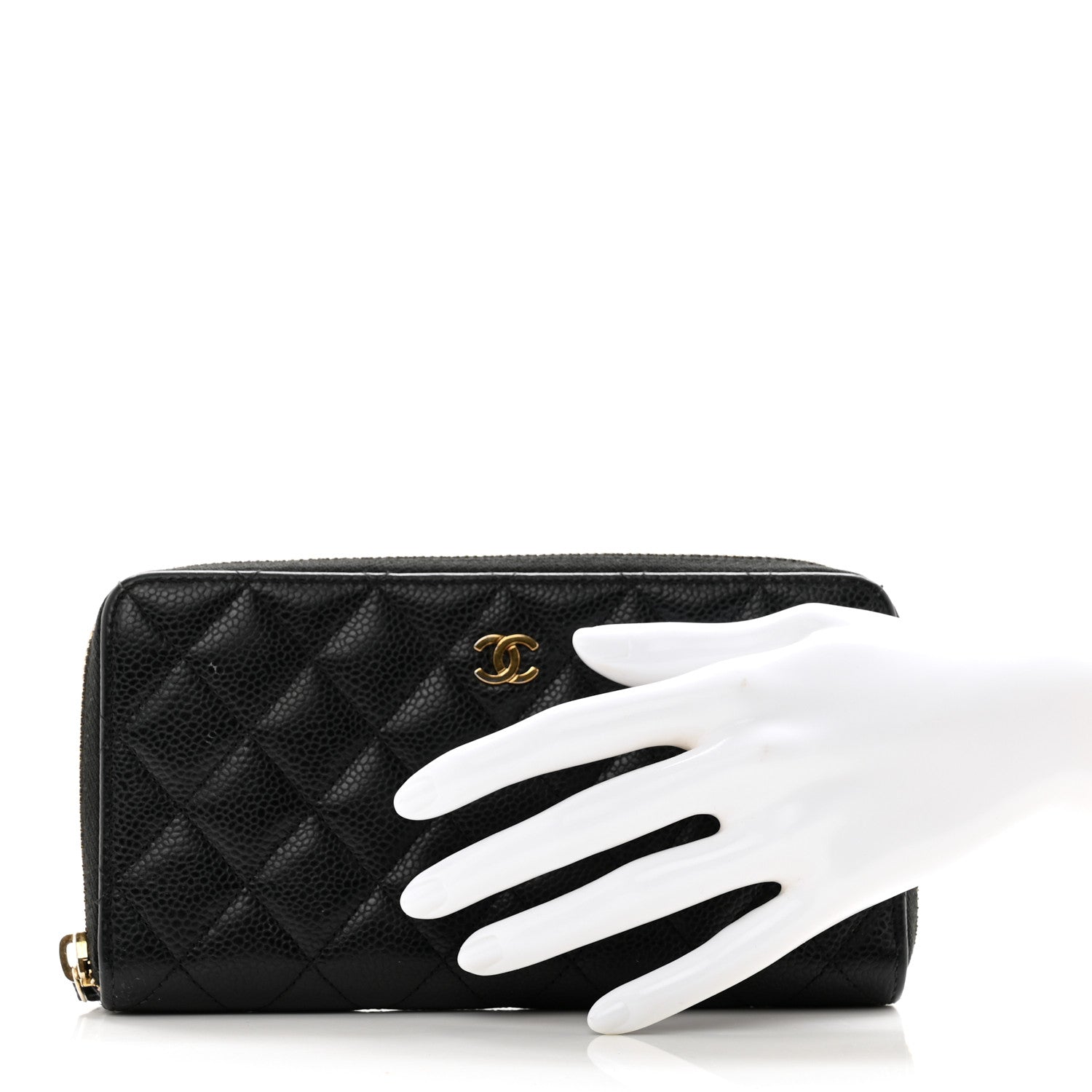 Chanel Caviar Quilted Large Gusset Zip Around Wallet Black 2 of 9