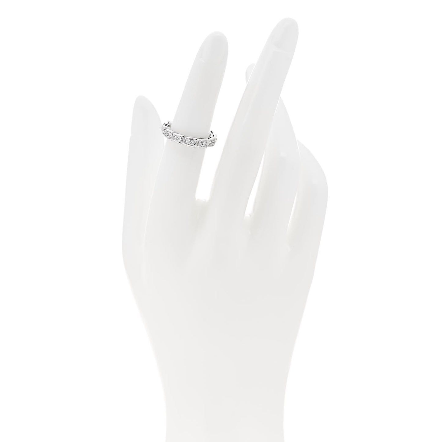 18K White Gold Diamond Serpenti Viper Band Ring 49 5