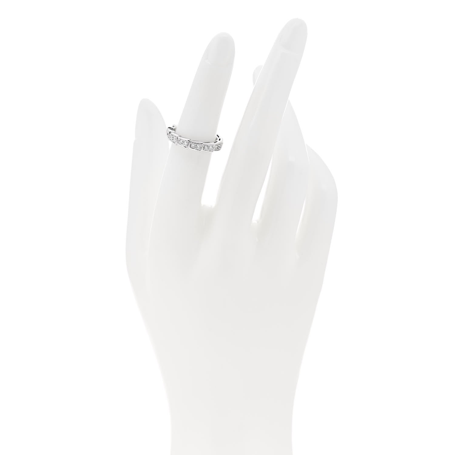 Bulgari 18K White Gold Diamond Serpenti Viper Band Ring 49 5 2 of 6