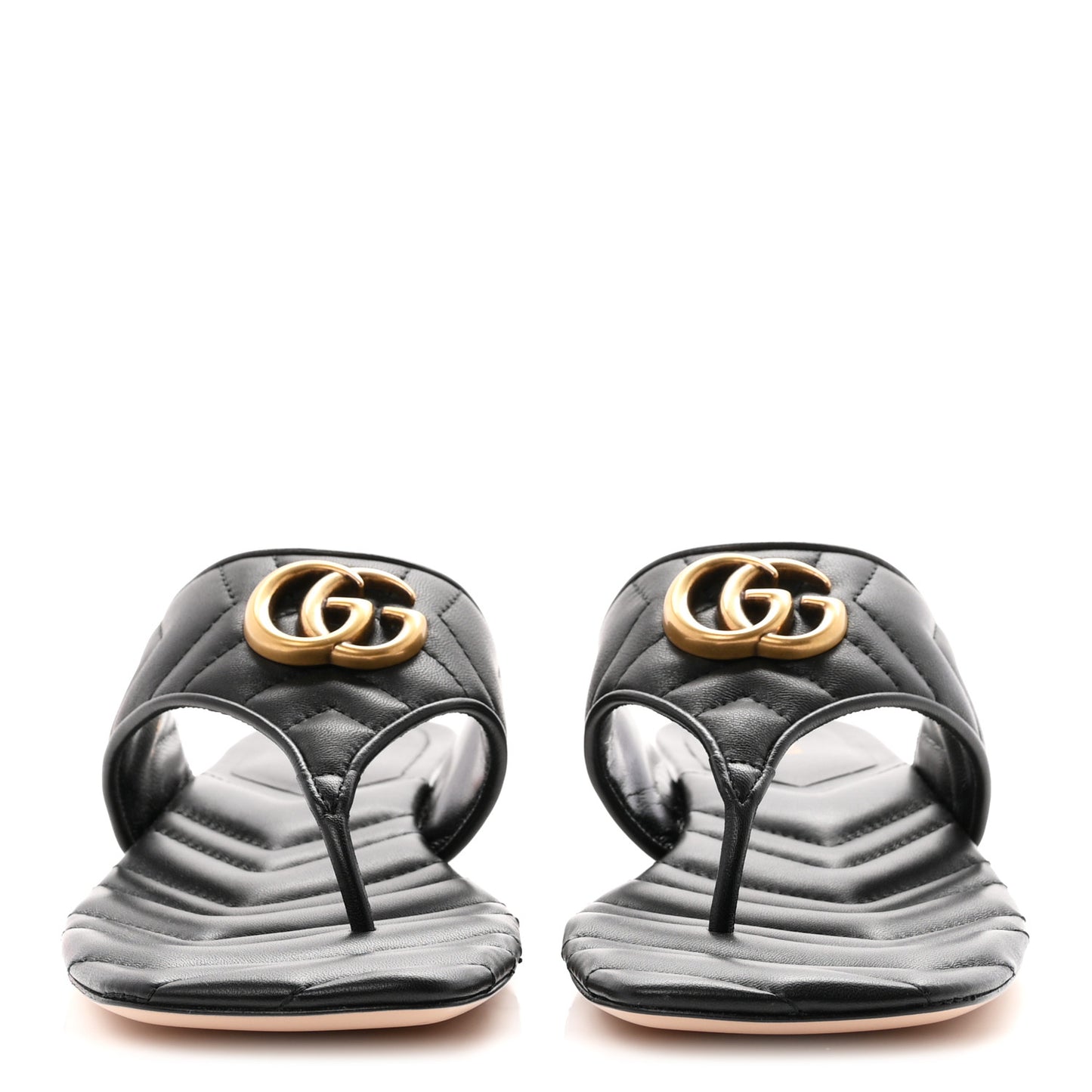 Nappa Charlotte Double G Marmont Thong Sandals 39.5 Black