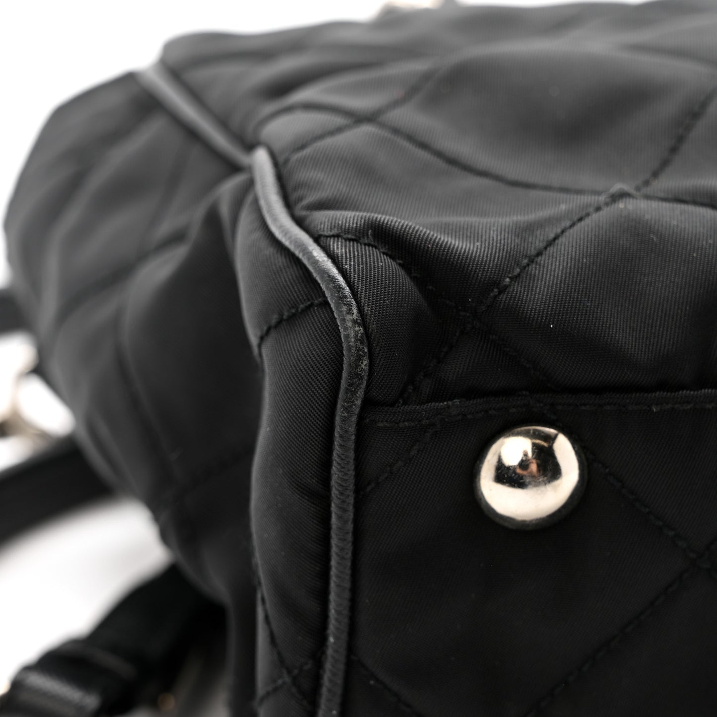 Tessuto Nylon Impunturato Quilted Shopping Tote Black