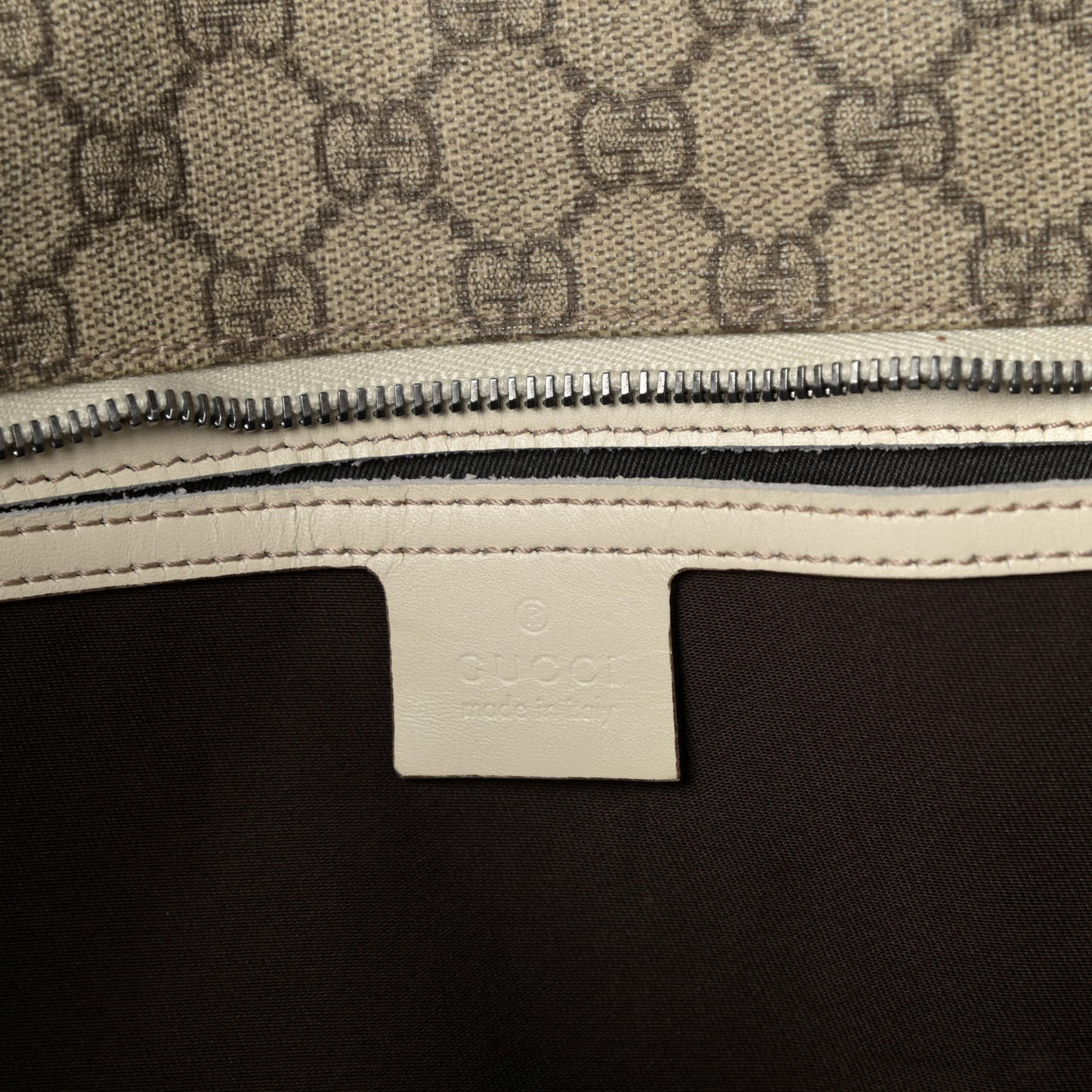 GG Supreme Monogram Large Zippered Shopping Tote Off White