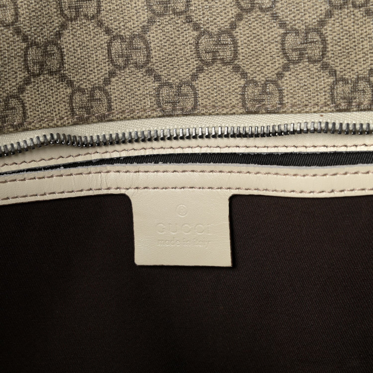 Gucci GG Supreme Monogram Large Zippered Shopping Tote Off White 6 of 9