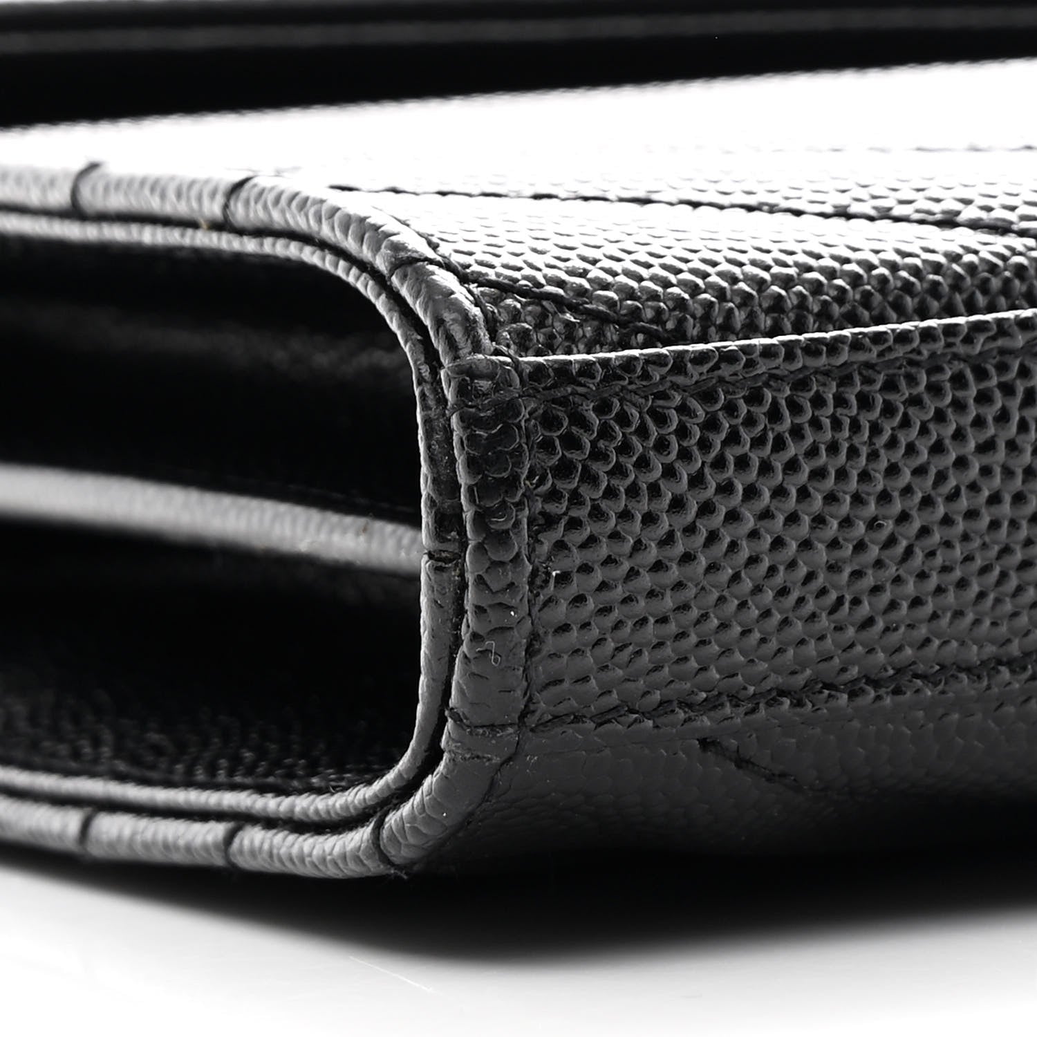 Saint Laurent Grain De Poudre Matelasse Chevron Monogram Chain Wallet Black 11 of 12