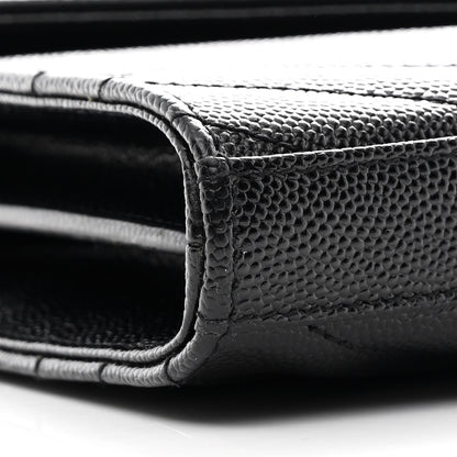 Saint Laurent Grain De Poudre Matelasse Chevron Monogram Chain Wallet Black 11 of 12