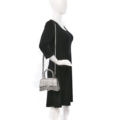 Balenciaga Strass Suede Hourglass Top Handle Bag XS Smoke Grey Crystal 2 of 14