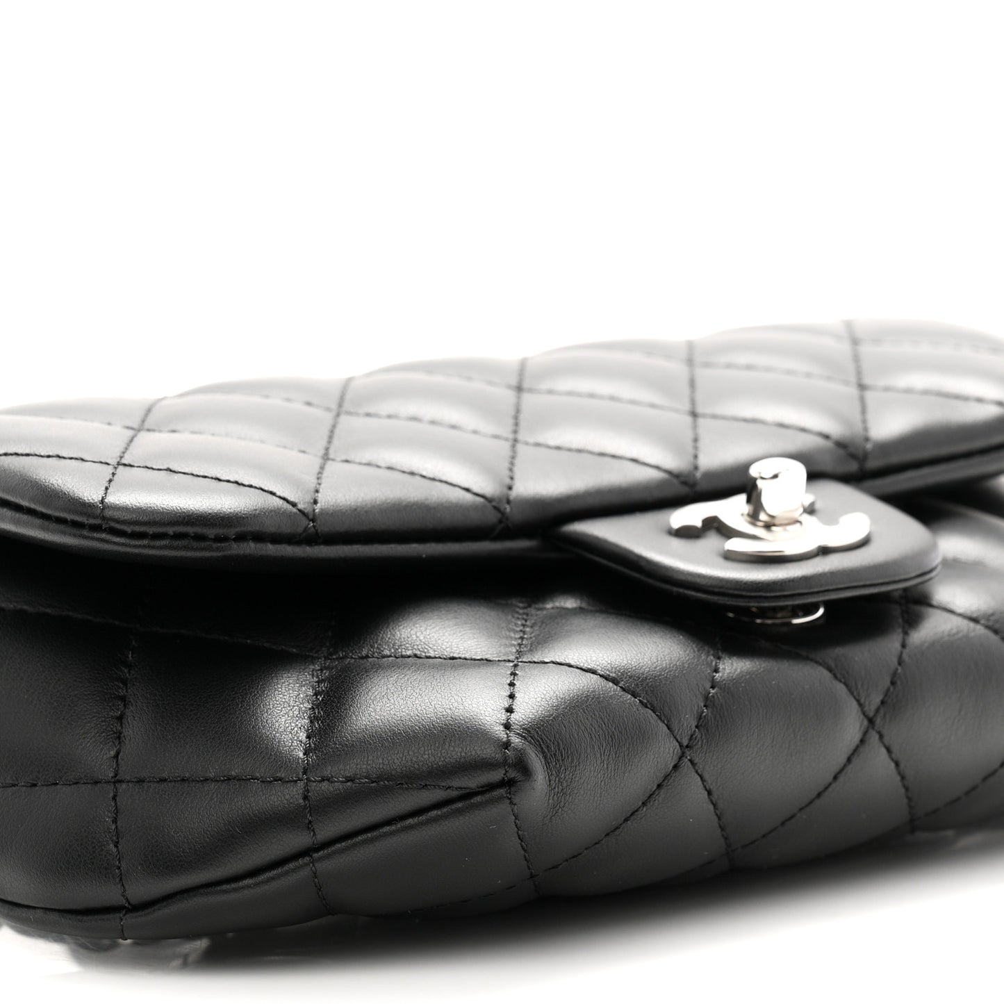 Calfskin Quilted CC Uniform Flap Belt Bag Black