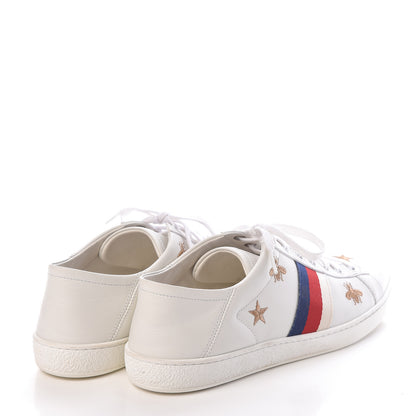 Gucci Calfskin Bee Star Embroidered Womens Sylvie Web Ace Sneakers 39.5 White Blue 4 of 9