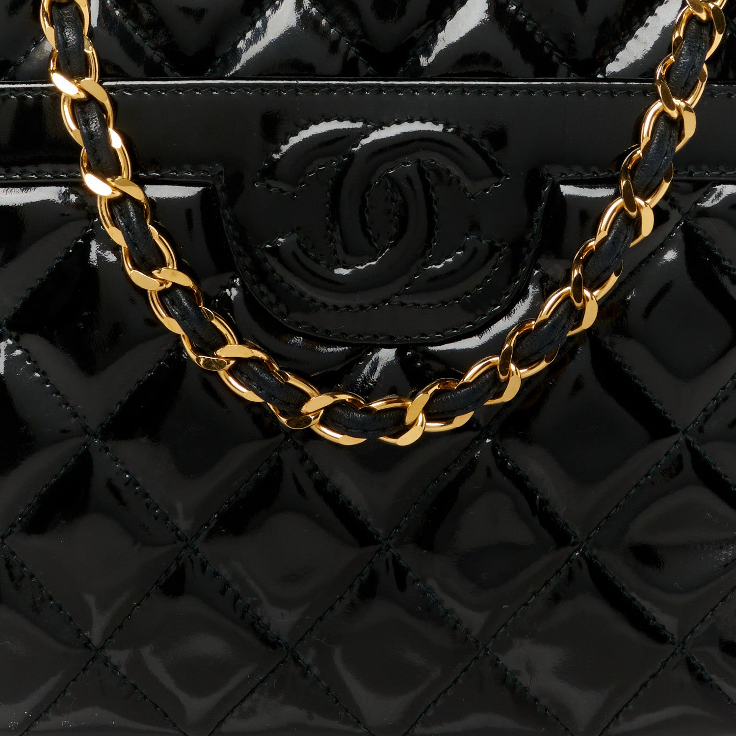 Chanel Patent Quilted Tassel Camera Case Black 9 of 11