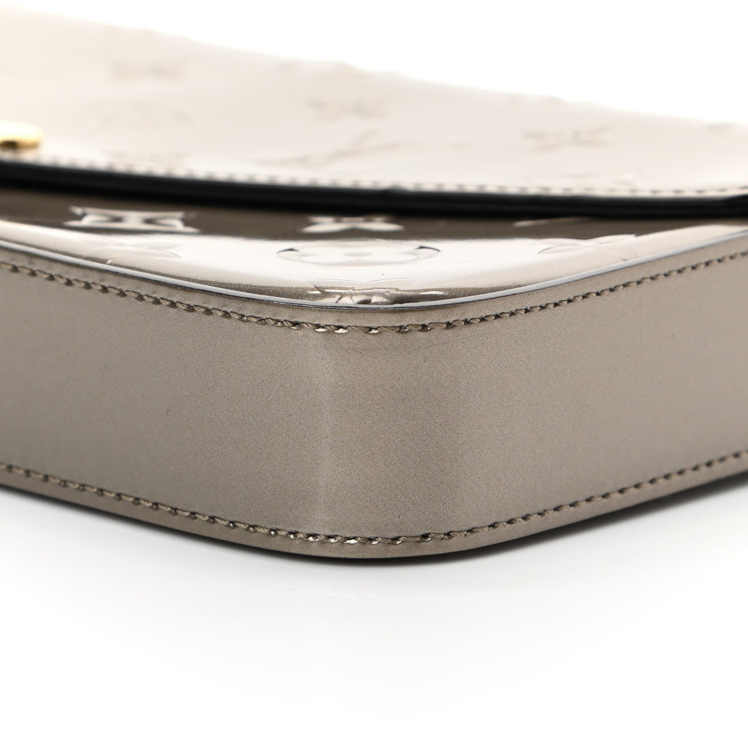 Louis Vuitton Vernis Felicie Pochette Chain Wallet Champagne Metallise 12 of 13