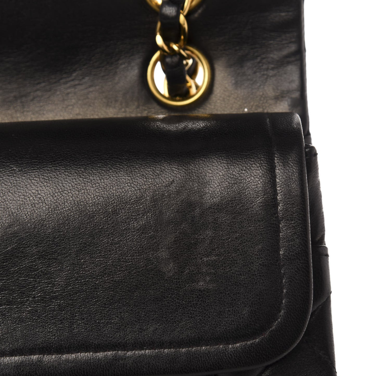 Lambskin Quilted Medium Double Flap Black